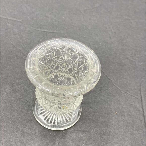 Vintage Fenton Daisy & Button Toothpick Holder Pressed Clear Glass Mid Century - Picture 2 of 9